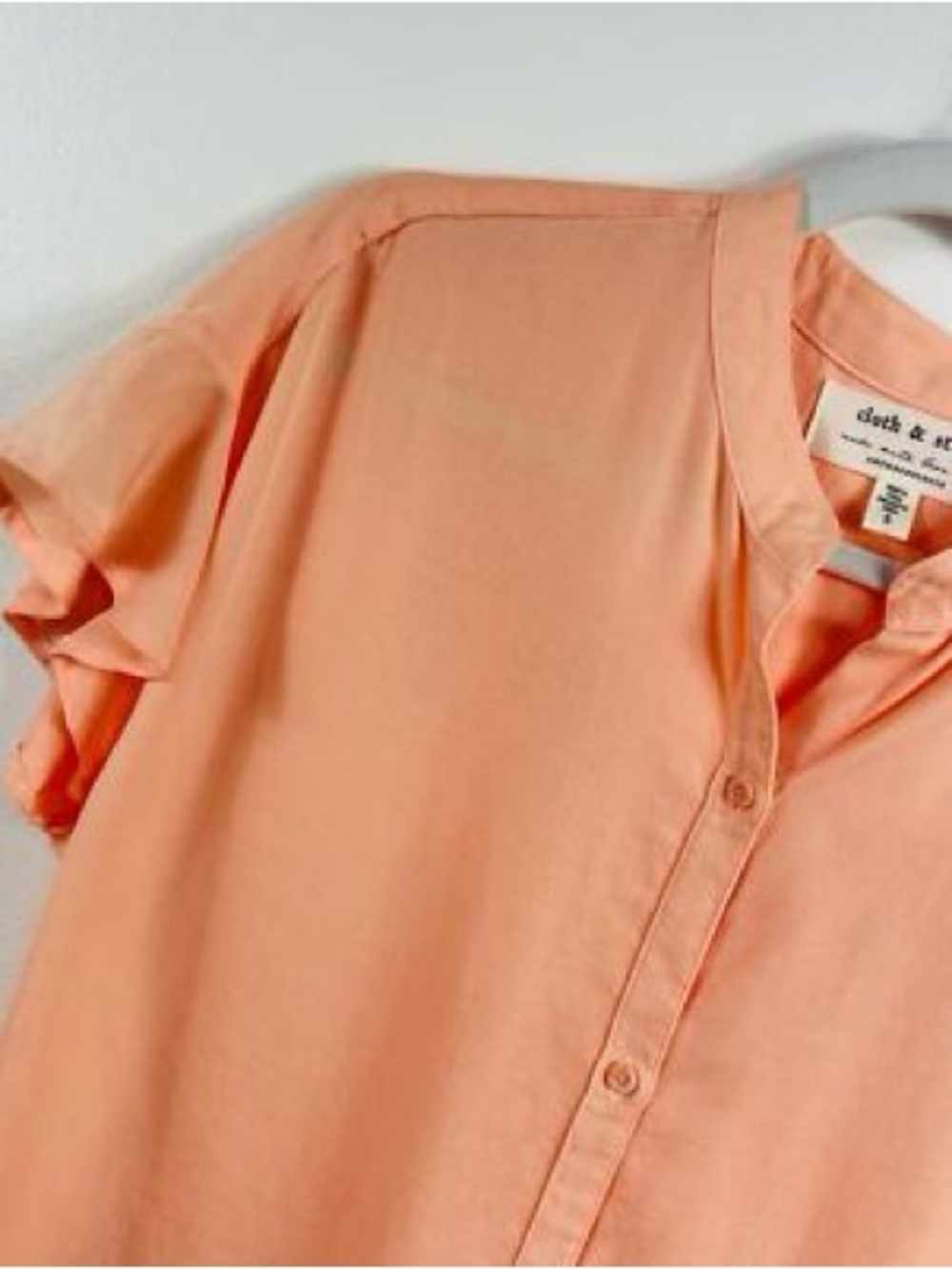 Anthropology Peach Short-Sleeve Button-Down Blouse